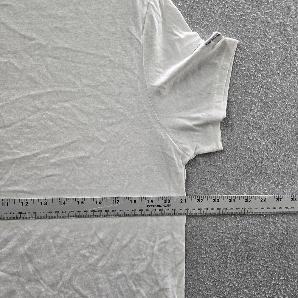 True Religion‎ Men Shirt LARGE White Logo Silver Foil Short Sleeve
